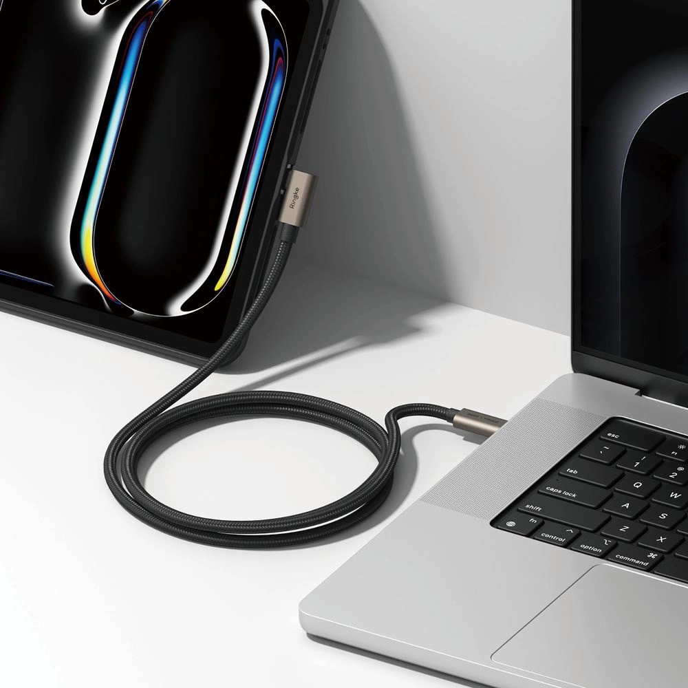 Ringke 3.2 gen. 2x2 USB-C, PD 3.1 240W 1m angled cable - blackeng