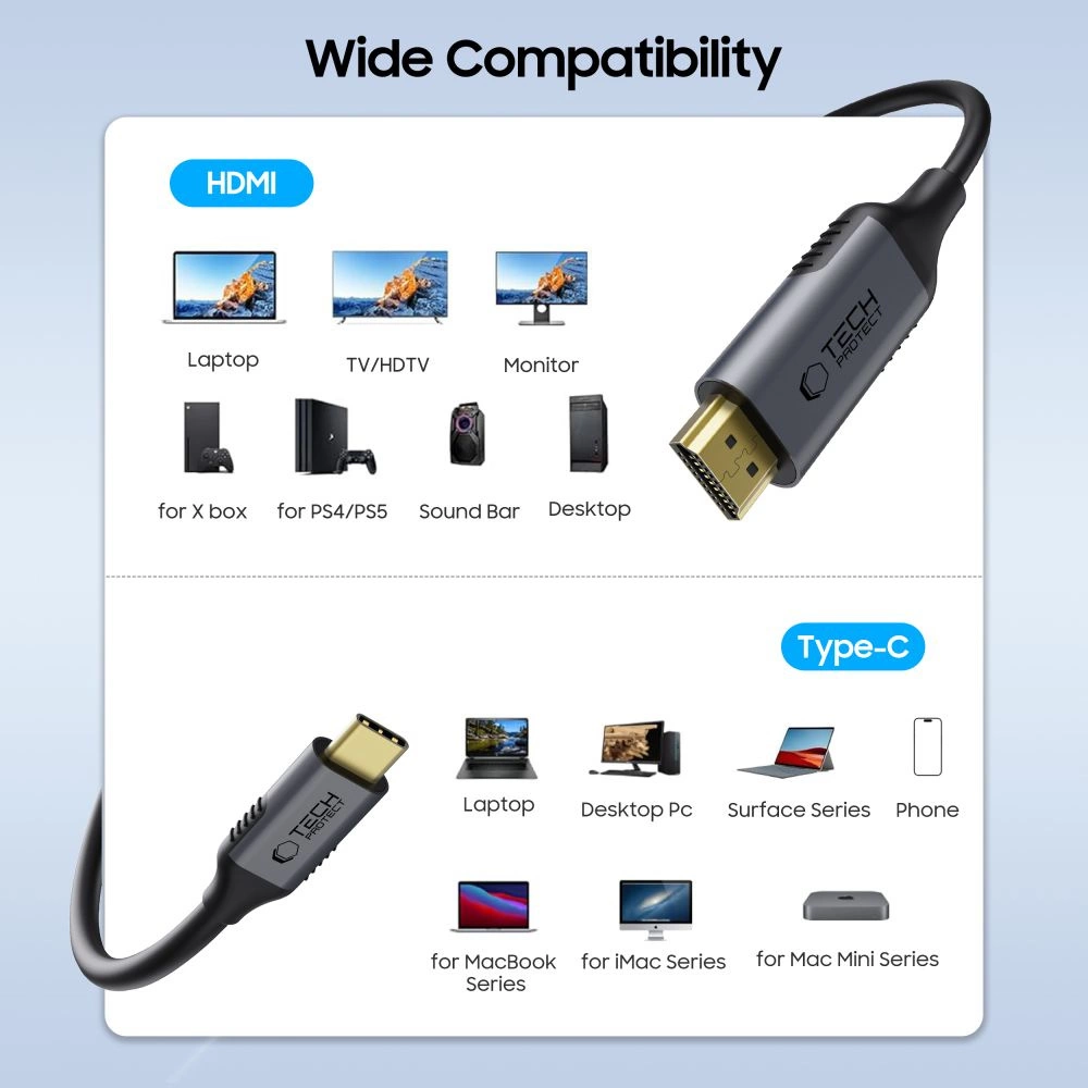 Tech-Protect UltraBoost USB-C / HDMI cable 60Hz 180cm - blackeng