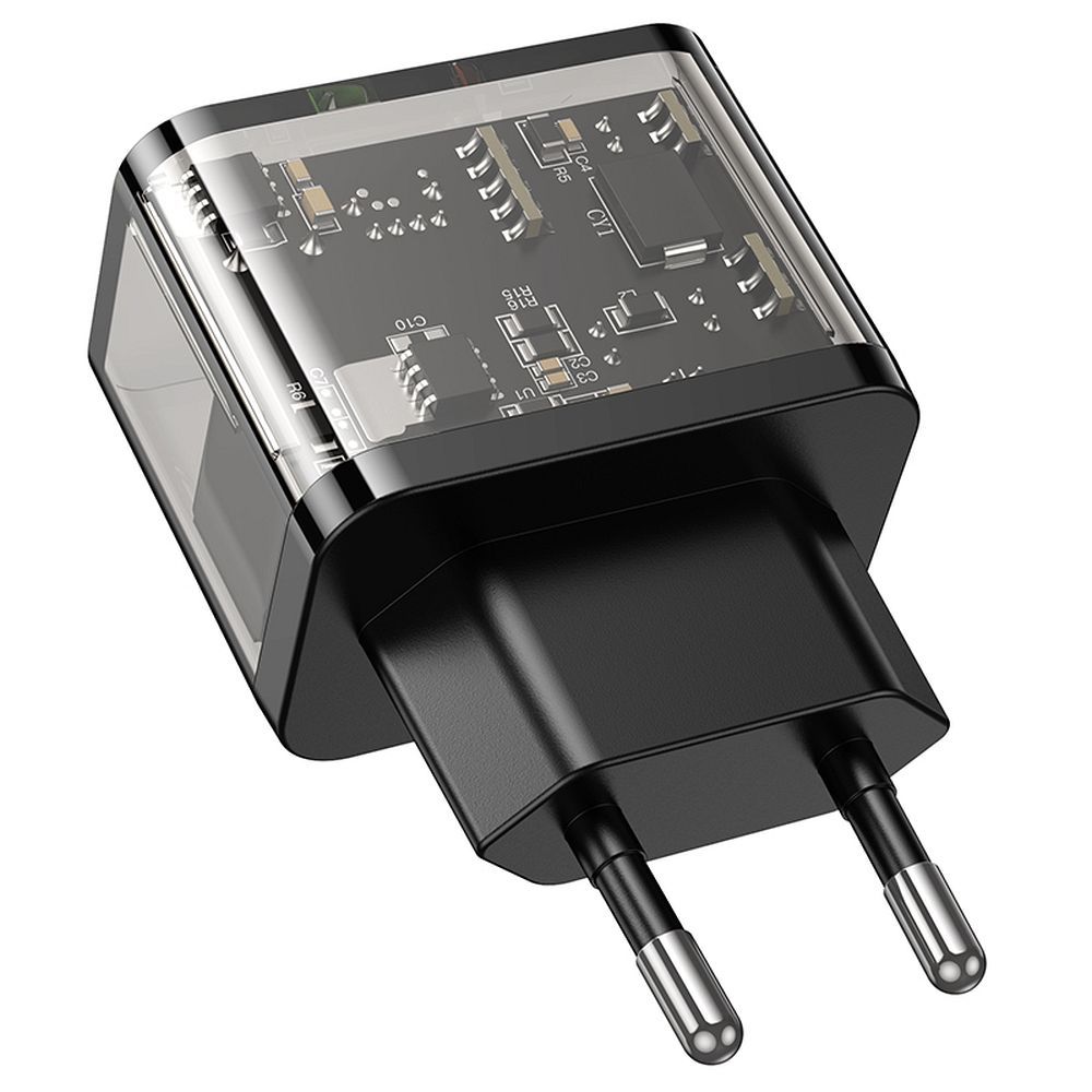 HOCO wall charger USB A + Type C PD QC3.0 3A 20W N34 transparent