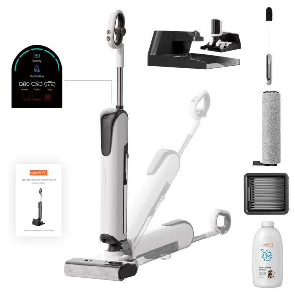 UWANT D100 17000Pa Upright Vacuum Cleaner with Mopping Function and Charging Station - Whiteeng