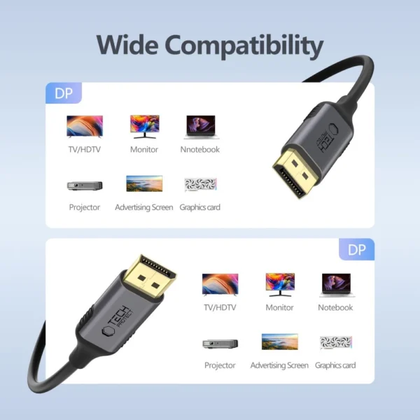 Tech-Protect UltraBoost DisplayPort to DisplayPort 1.4 4K 60Hz Cable 2m - Blackeng