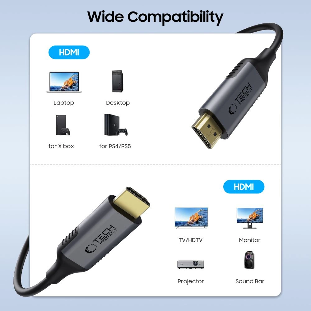 Tech-Protect UltraBoost Tech-Protect UltraBoost HDMI to HDMI 2.1 Cable 4K 120HZ / 8K 60Hz 2m - Blackeng