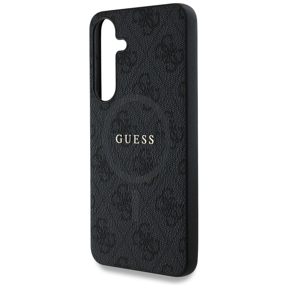 Θήκη Κινητού GUESS Samsung S25 Μαύρη με Δαχτυλίδι & Λογότυπο 4G