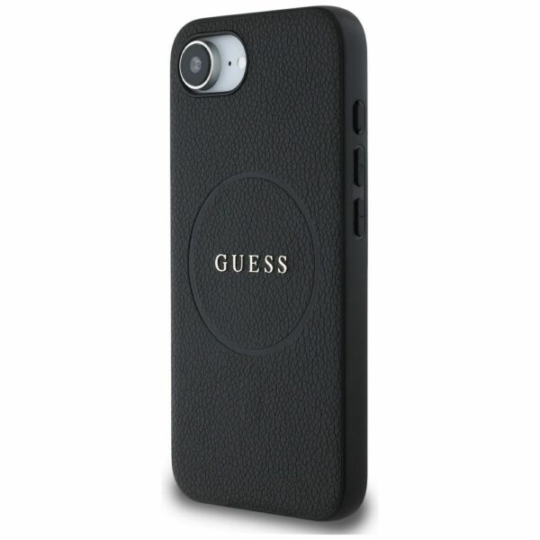 GUESS case for IPHONE 16e (SE 4 2025) compatible with MagSafe GUHMPSE4PGHSMMK (PU Grained Gold Ring) black
