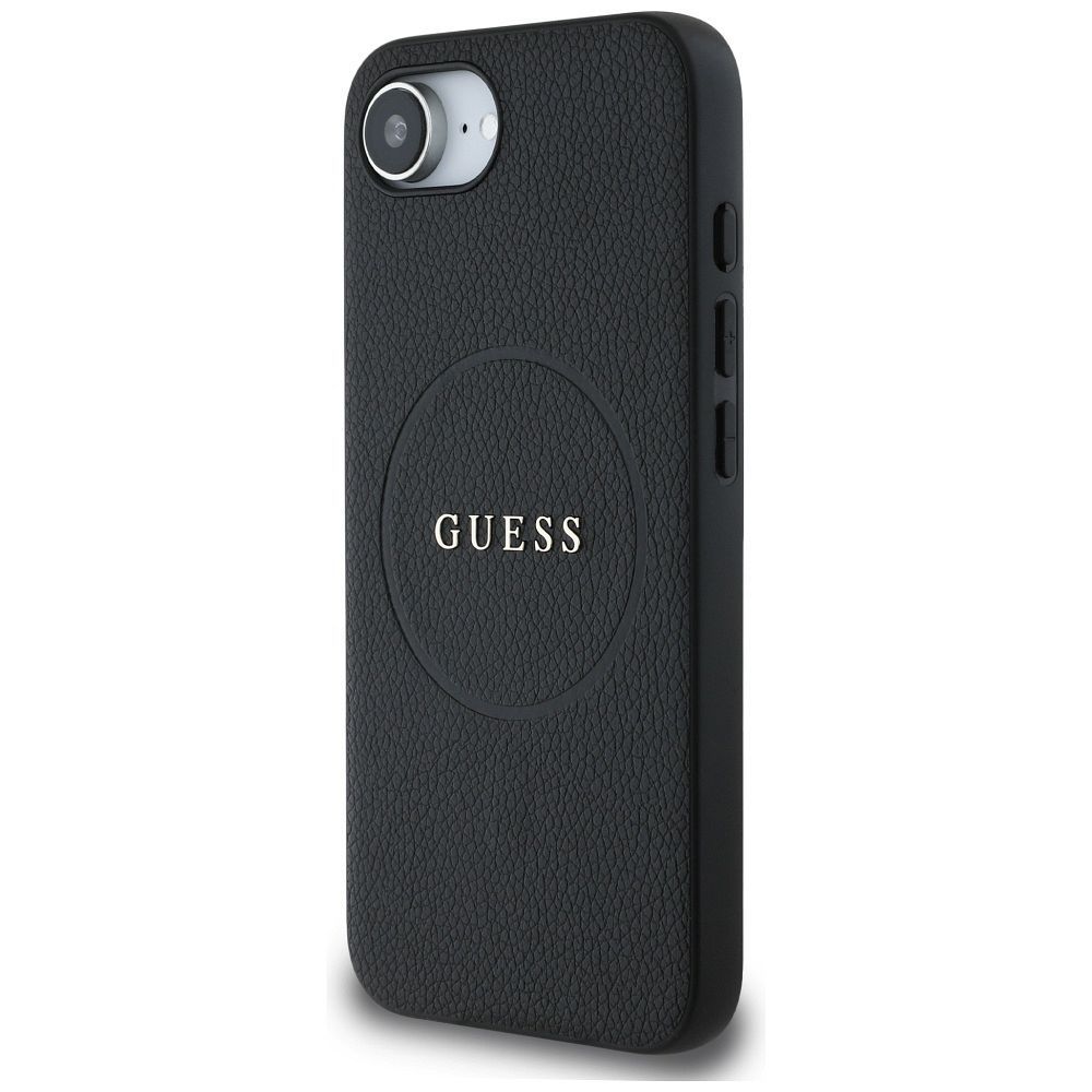 GUESS case for IPHONE 16e (SE 4 2025) compatible with MagSafe GUHMPSE4PGHSMMK (PU Grained Gold Ring) black
