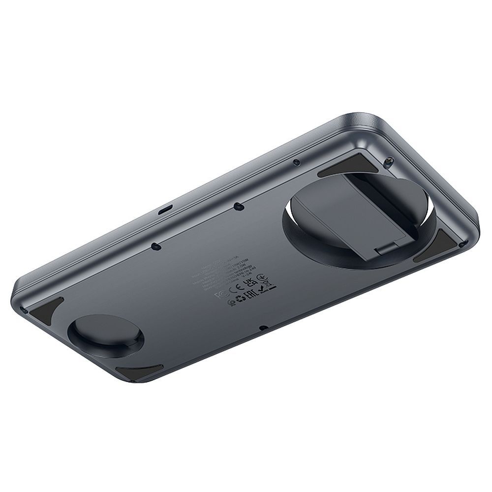 HOCO folding wireless charger 3in1 compatible with MagSafe and APPLE Watch 3A 15W CQ22 metal gray