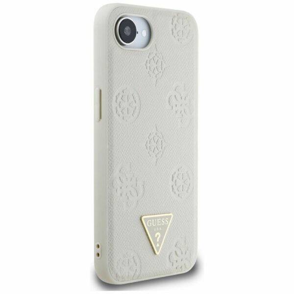 GUESS case for IPHONE 16e (SE 4 2025) compatible with MagSafe GUHMPSE4PGBTME (Grained PU Hot Stamp Peony Triangle Logo) beige