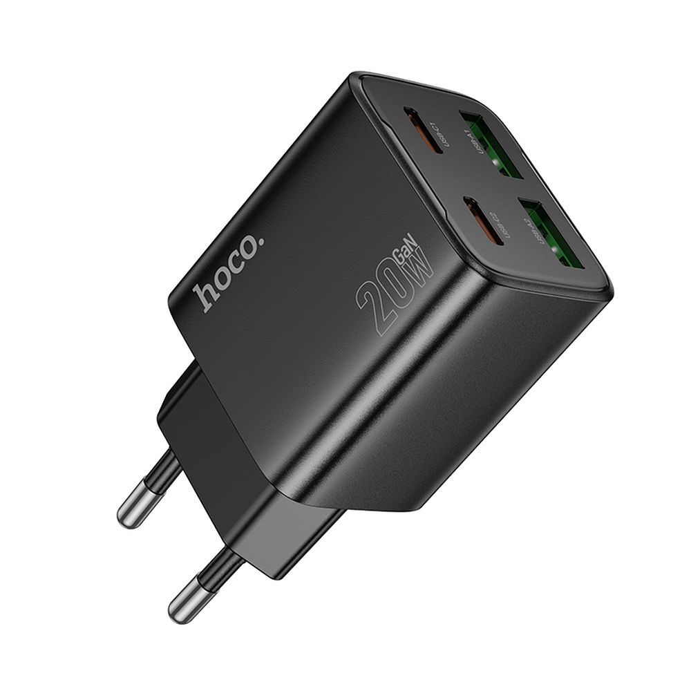 HOCO charger 2 x Type C + 2 x USB A PD QC3.0 3A 20W N55 black