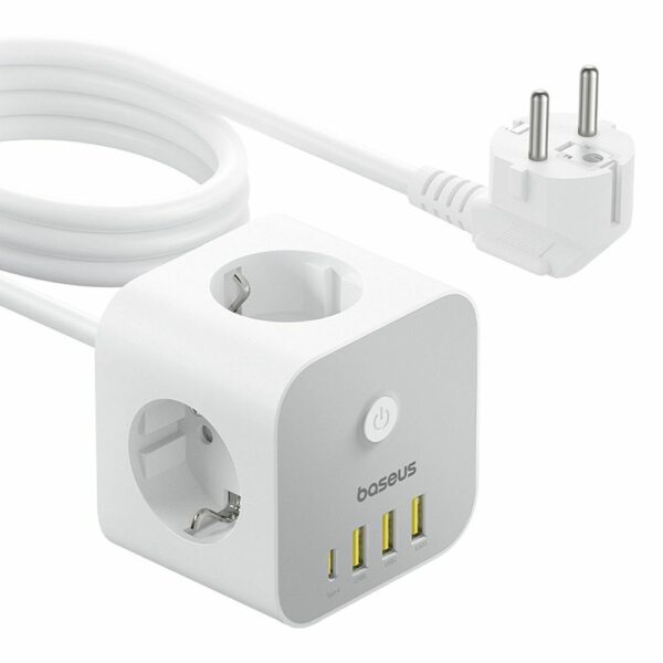 Baseus extension cord 3 sockets + 3 x USB A + Type C 20W 1,5 m white