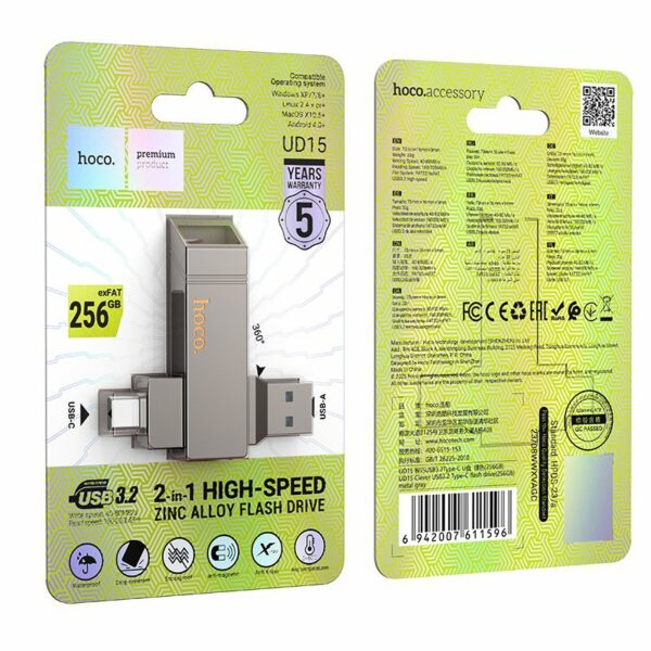 HOCO pendrive USB A + USB C UD15 256GB USB3.2