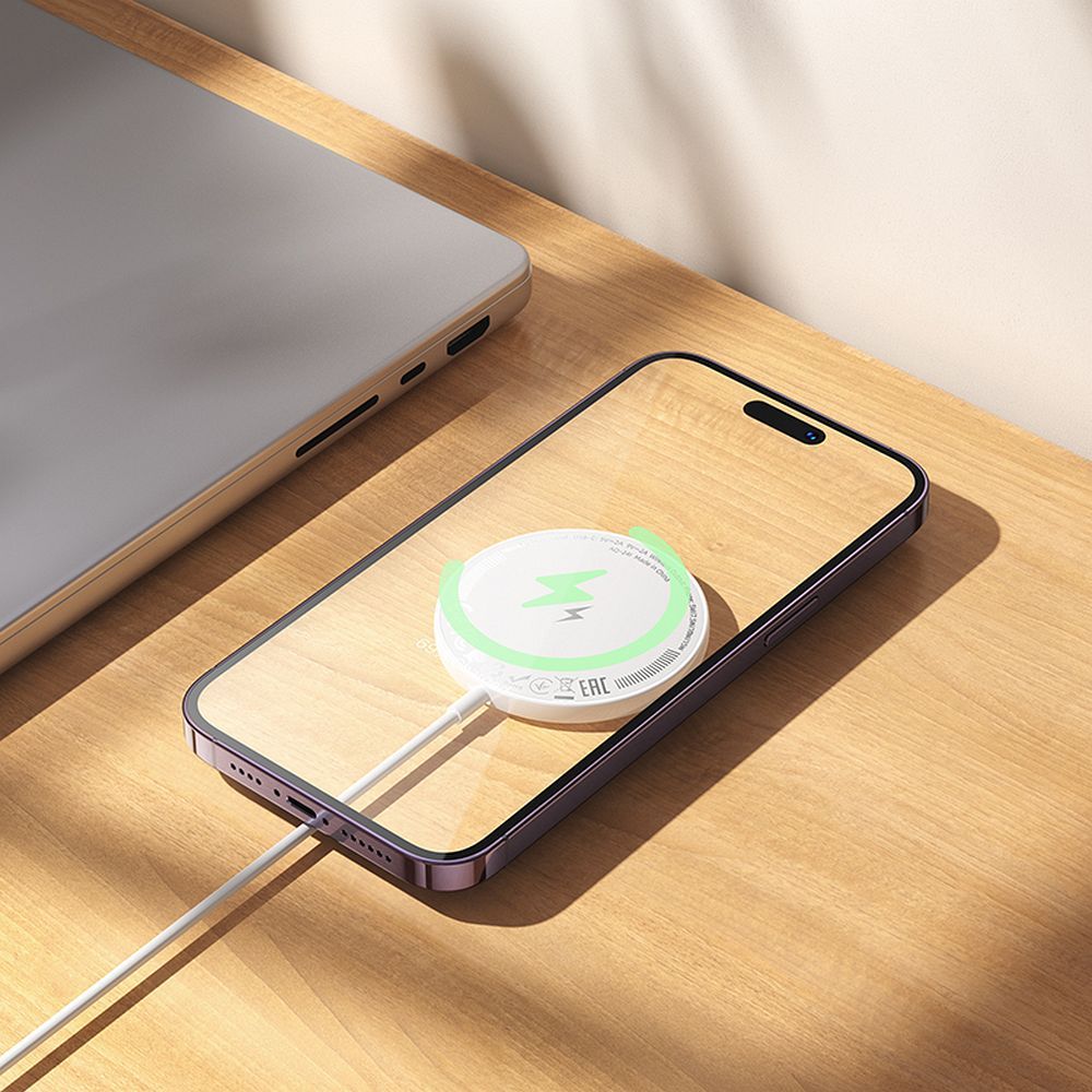 HOCO wireless charger compatible with MagSafe with digital display 2A 15W CW61 white