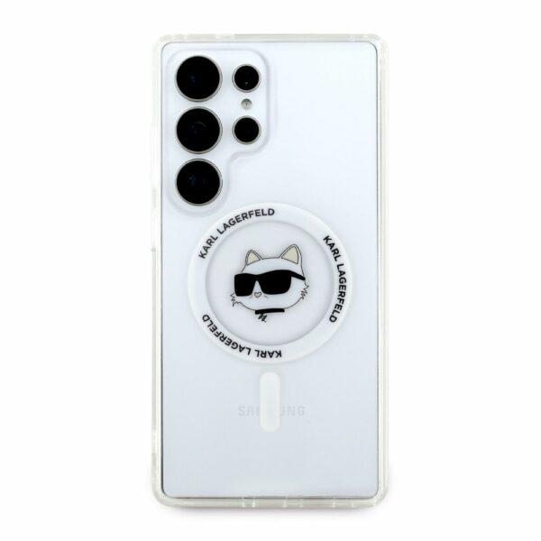 KARL LAGERFELD case for SAMSUNG S25 Ultra KLHMS25LHLSCHH (Magnetic IML Metal Choupette Head) white