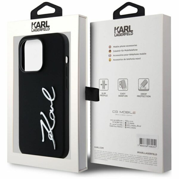KARL LAGERFELD case for IPHONE 14 Pro KLHCP14LSCMSMVK (Silicone Sign Metal Logo) black