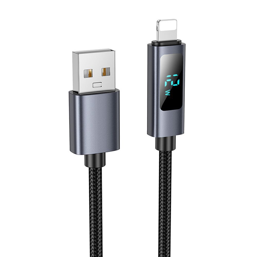 Cable USB A to Lightning Hoco 2,4A with display 1 m X112 black