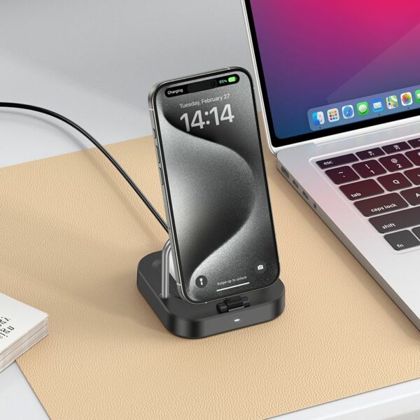 HOCO desktop charger 2in1 Type C + wireless charging 5W PD QC 3A 30W CQ16B black