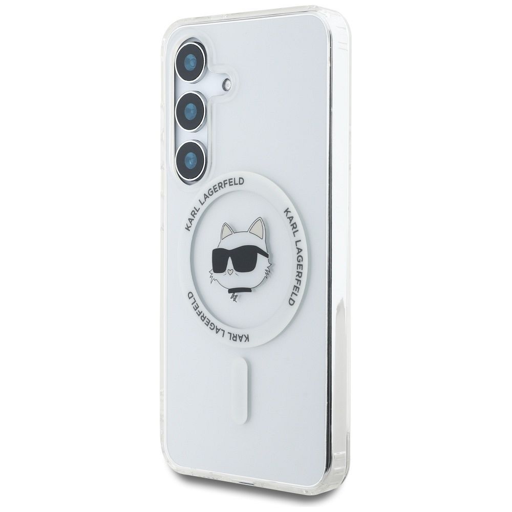 KARL LAGERFELD case for SAMSUNG S25 KLHMS25SHLSCHH (Magnetic IML Metal Choupette Head) white