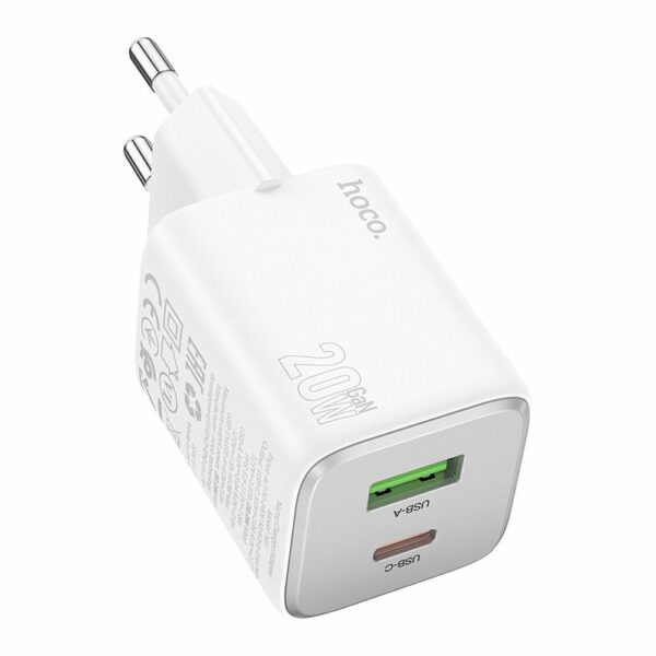 Φορτιστής HOCO USB-A & Type-C PD QC 3A 20W N41 Λευκός