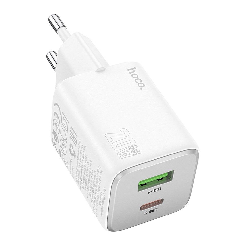 Φορτιστής HOCO USB-A & Type-C PD QC 3A 20W N41 Λευκός