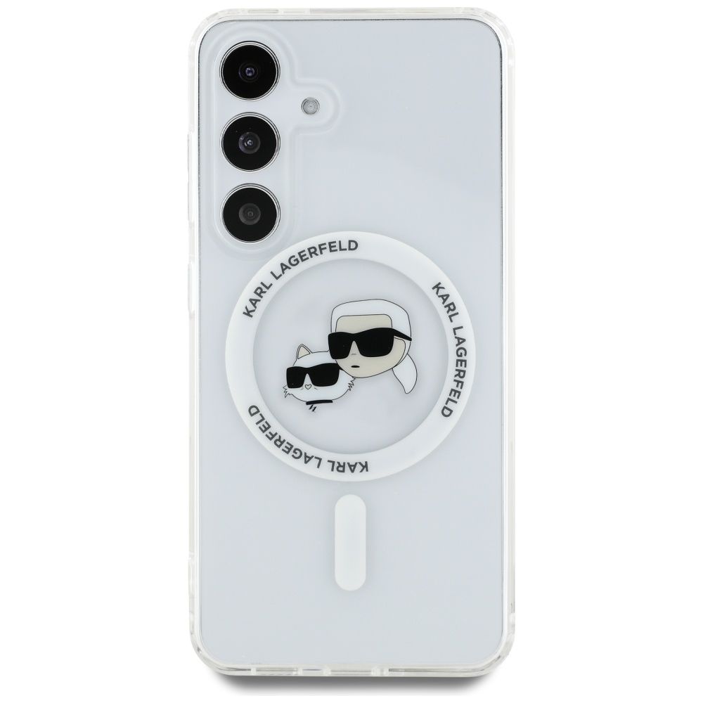 KARL LAGERFELD case for SAMSUNG S25 KLHMS25SHLSKCH (Magnetic IML Metal KC Heads) white