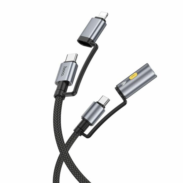 HOCO cable All-in-one Type C / Lightning to Type C / Cigarette lighter PD 3A 60W U138 1,2 m grey