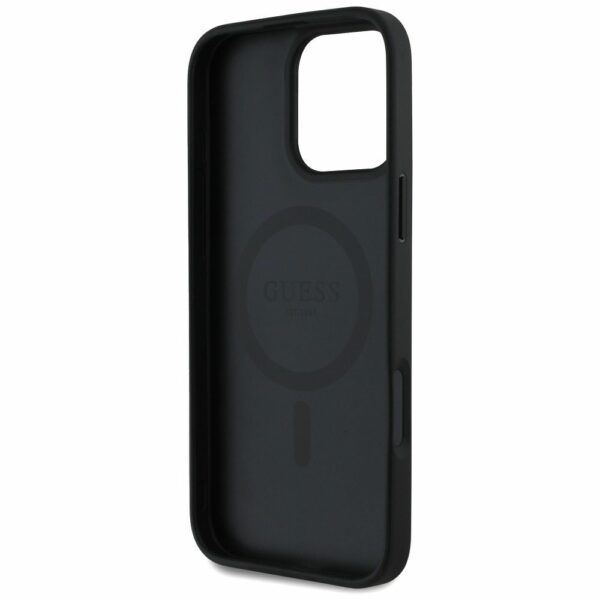 GUESS case for IPHONE 16 Pro compatible with MagSafe GUHMP16LPGNMPLMK (PU Grained Flowers Classic Logo) black