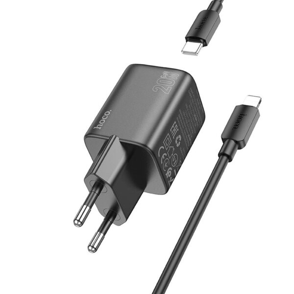 HOCO charger USB A + Type C + cable Type C to Lightning PD QC 3A 20W N41 black