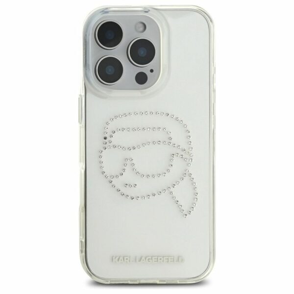KARL LAGERFELD case for IPHONE 16 Pro KLHCP16LHKHDCELT (IML Rhinestones K Head) transparent