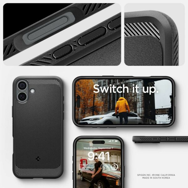 SPIGEN case RUGGED ARMOR MAG compatible with MagSafe for IPHONE 16 matte black