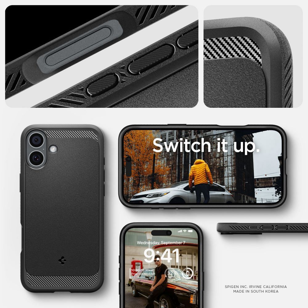 SPIGEN case RUGGED ARMOR MAG compatible with MagSafe for IPHONE 16 matte black