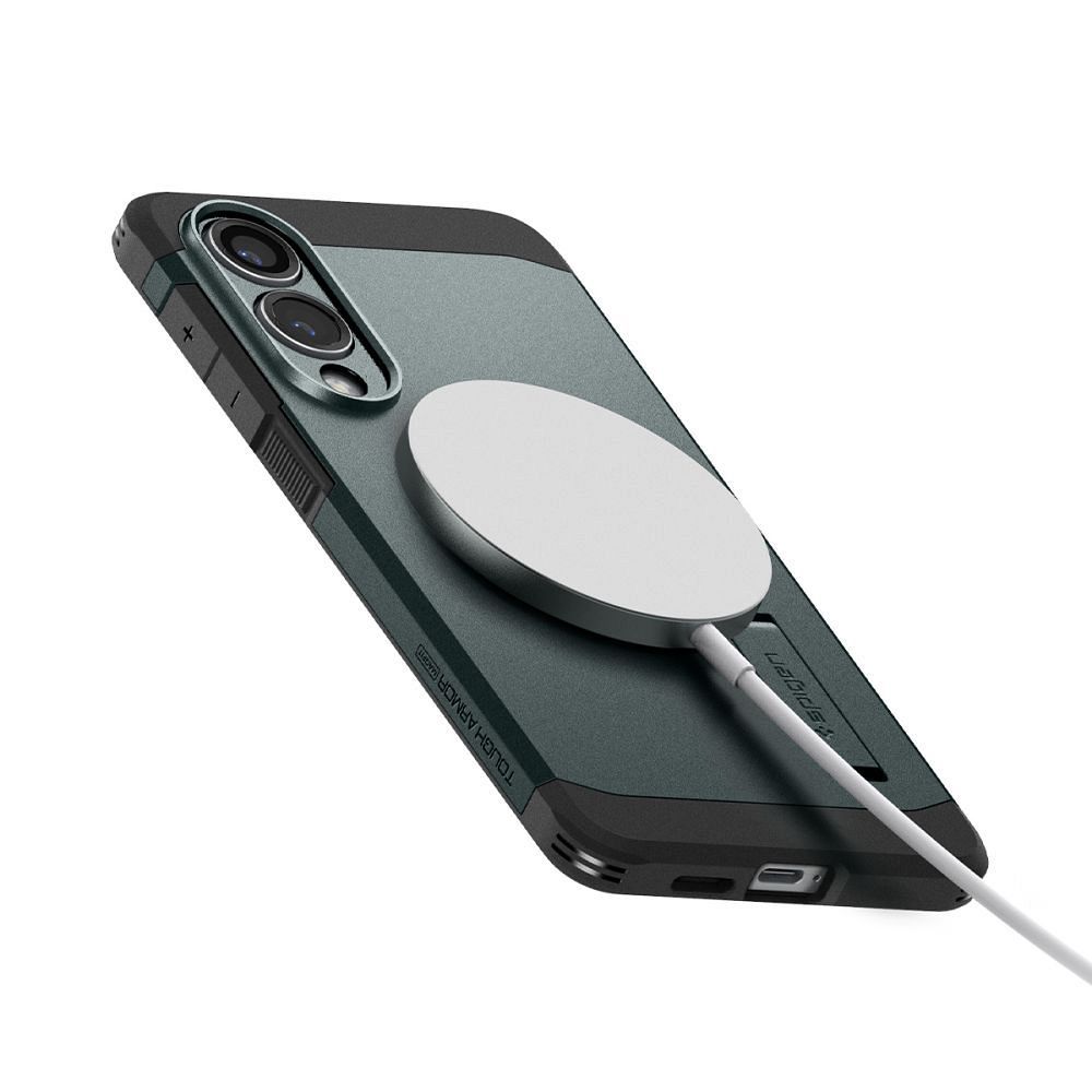 SPIGEN case TOUGH ARMOR compatible with MagSafe for SAMSUNG S25 Edge abyss green
