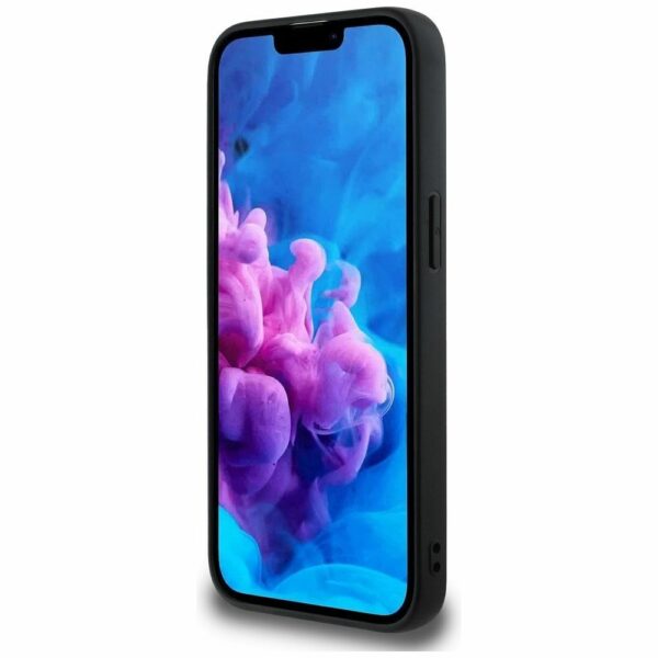 GUESS case for IPHONE 16e (SE 4 2025) compatible with MagSafe GUHMPSE4PGBTMK (Grained PU Hot Stamp Peony Triangle Logo) black