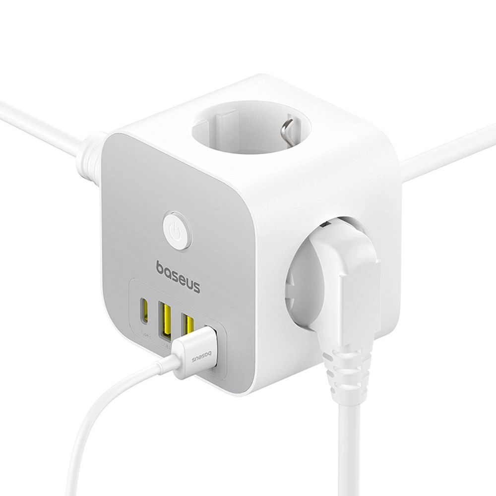 Baseus extension cord 3 sockets + 3 x USB A + Type C 20W 1,5 m white