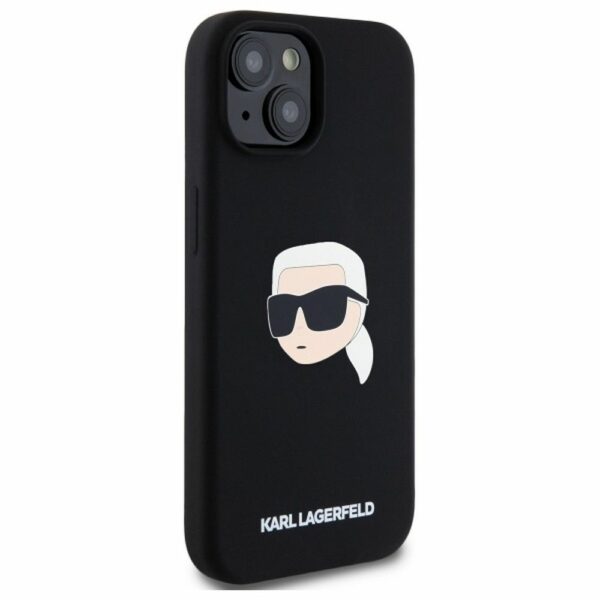 KARL LAGERFELD case for IPHONE 15 compatible with MagSafe KLHMP15SSKHPPLK (SIL KL Head Print) black