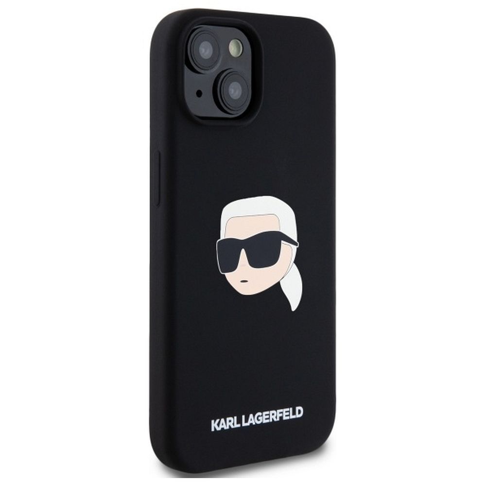 KARL LAGERFELD case for IPHONE 15 compatible with MagSafe KLHMP15SSKHPPLK (SIL KL Head Print) black