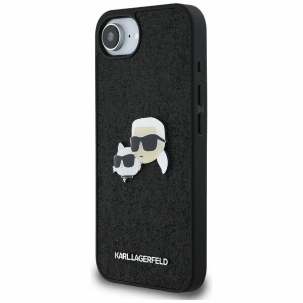 KARL LAGERFELD case for IPHONE 16e (SE 4 2025) KLHCPSE4PFGKCPK (Fixed Glitter K&C Heads Logo Metal Pin) black