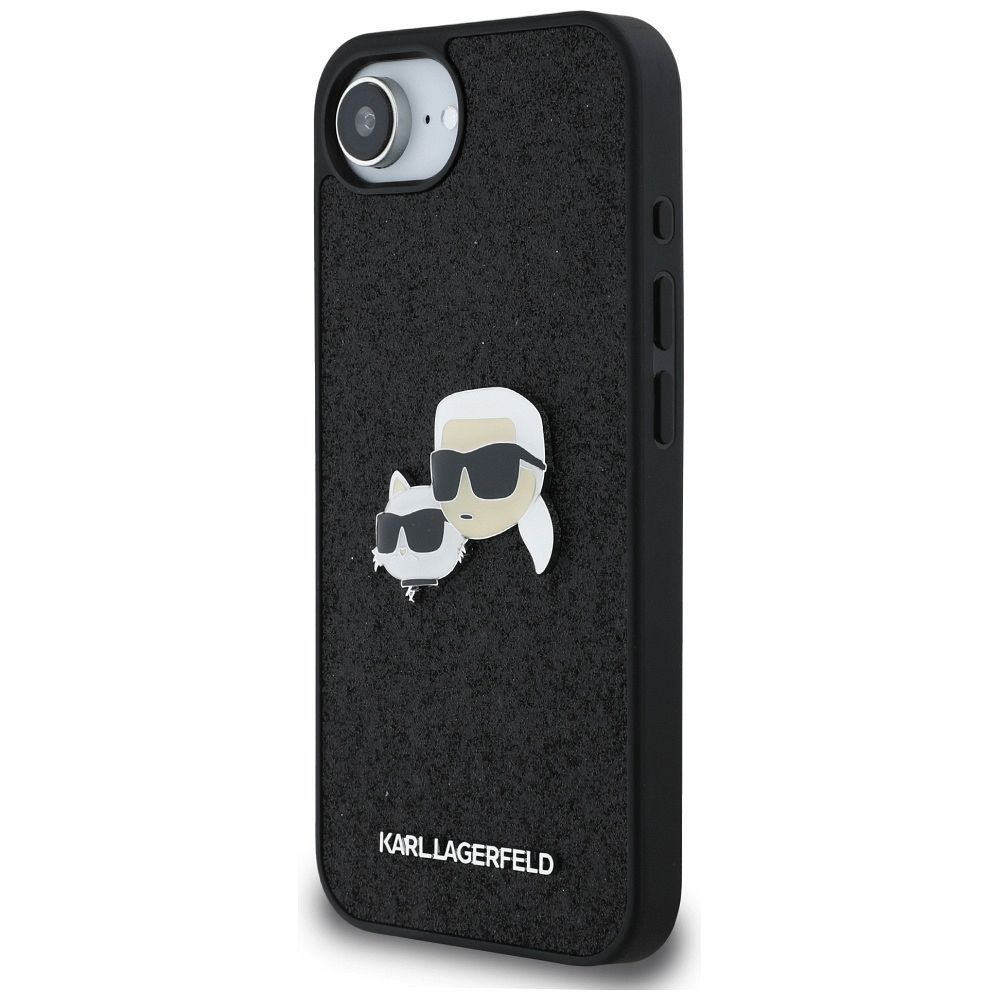 KARL LAGERFELD case for IPHONE 16e (SE 4 2025) KLHCPSE4PFGKCPK (Fixed Glitter K&C Heads Logo Metal Pin) black