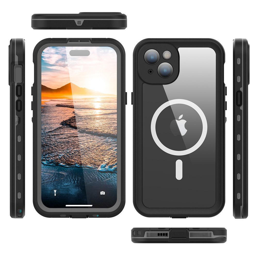 Waterproof case SHELLBOX DOT compatible with MagSafe for IPHONE 15 Plus black