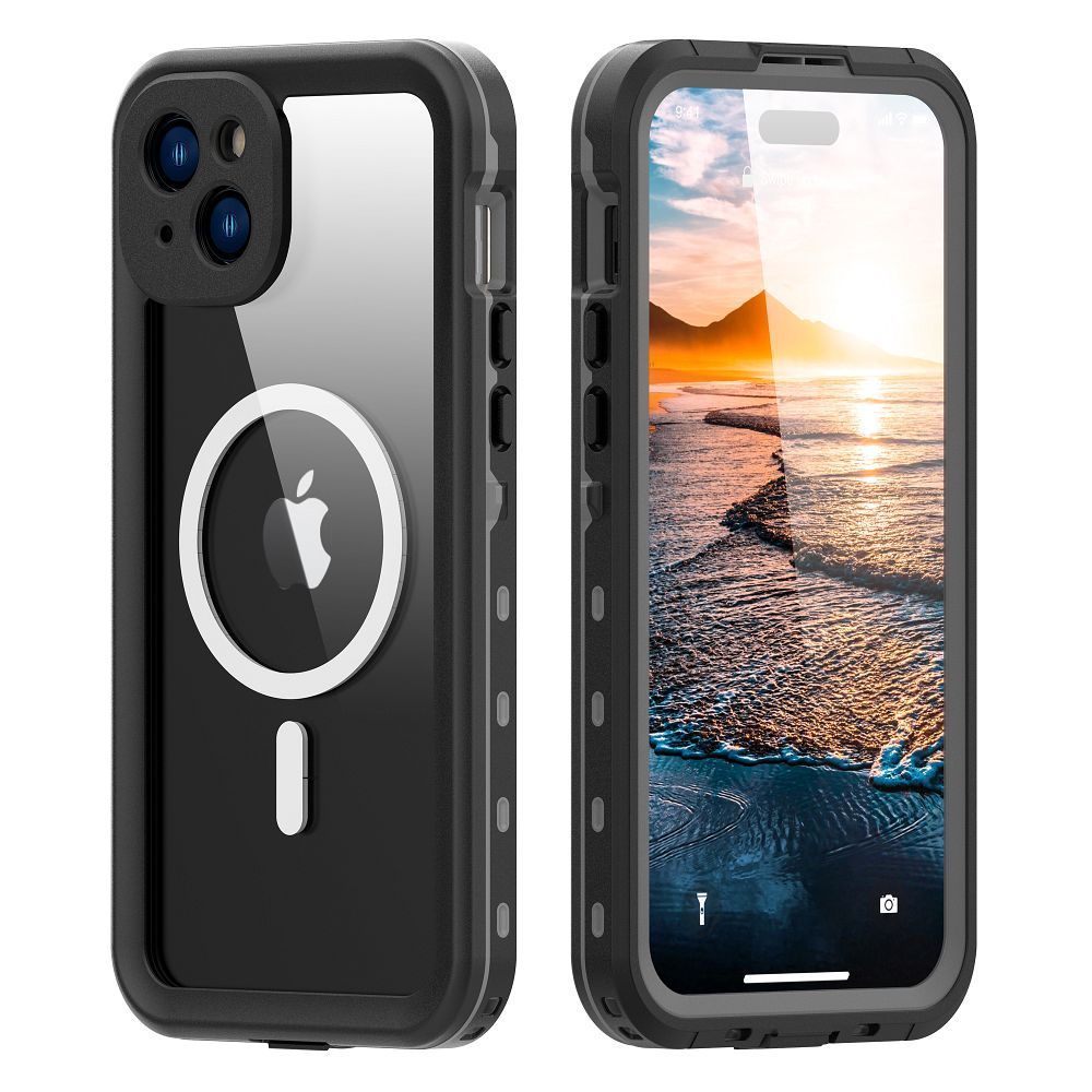 Waterproof case SHELLBOX DOT compatible with MagSafe for IPHONE 15 Plus black