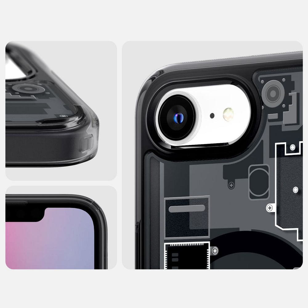 SPIGEN case ULTRA HYBRID MAG compatible with MagSafe for IPHONE 16E 2025 zero one black