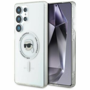 KARL LAGERFELD case for SAMSUNG S25 Ultra KLHMS25LHLSKIH (Magnetic IML Metal K. Heads) white