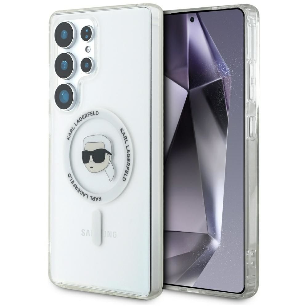 KARL LAGERFELD case for SAMSUNG S25 Ultra KLHMS25LHLSKIH (Magnetic IML Metal K. Heads) white