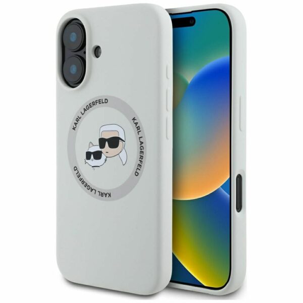 KARL LAGERFELD case for IPHONE 16 compatible with MagSafe KLHMP16SSKCHTCE (Silicone KC Heads) beige