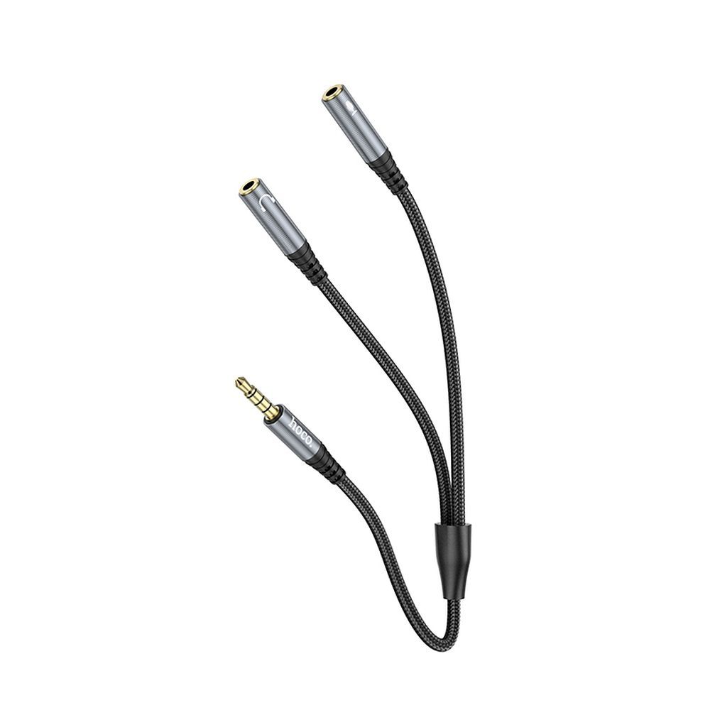 HOCO cable AUX 2in1 Jack 3,5 mm (male) to 2 x Jack 3,5 mm (female) UPA21 0,25 m metal gray
