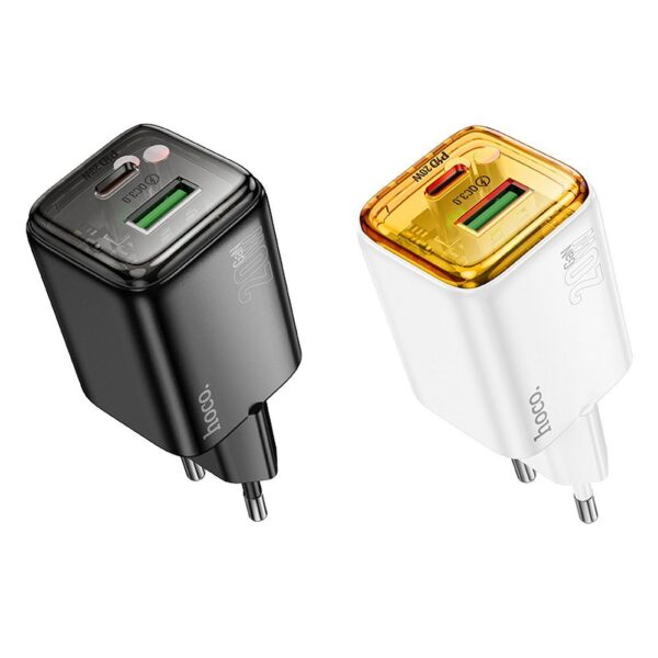 HOCO wall charger USB A + Type C PD QC3.0 3A 20W N52 white