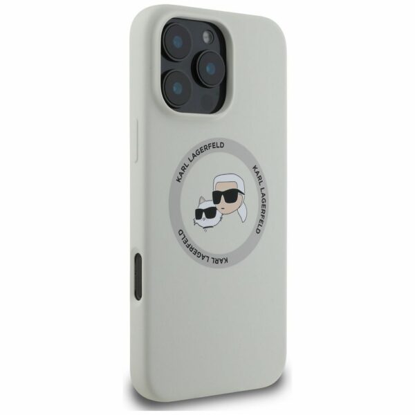 KARL LAGERFELD case for IPHONE 16 Pro compatible with MagSafe KLHMP16LSKCHTCE (Silicone KC Heads) beige