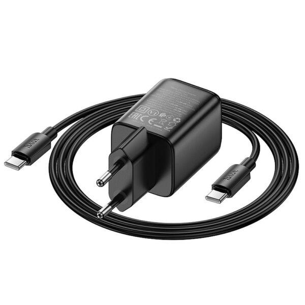 HOCO wall charger USB A + Type C + cable Type C to Type C PD QC3.0 3A 20W N34 transparnent