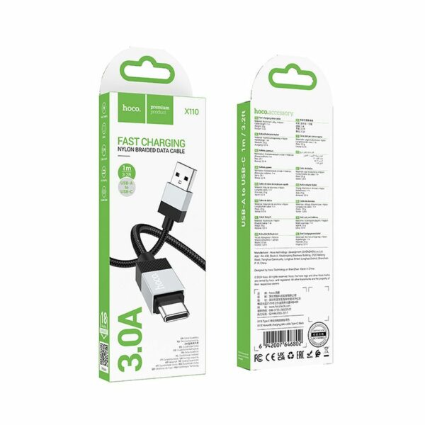 HOCO cable USB A to Type C 3A X110 1 m black
