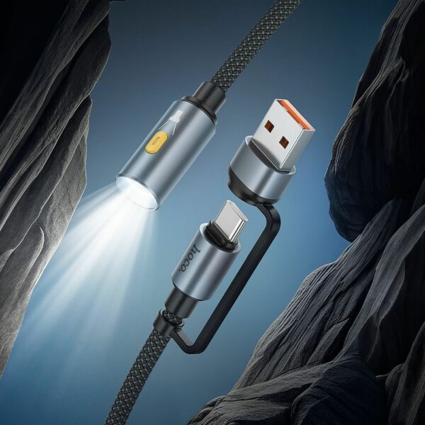 HOCO cable USB A / Type C to LED light UA38C black