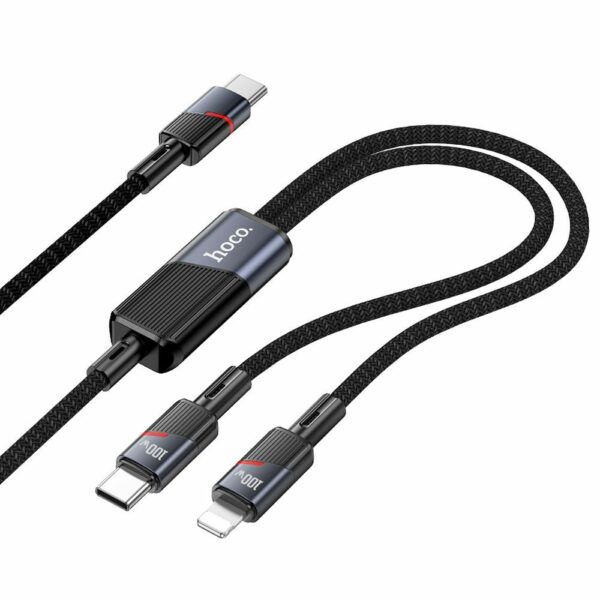 Καλώδιο HOCO 2in1 Type-C & Lightning 5A 100W U139 Μαύρο 1.2m