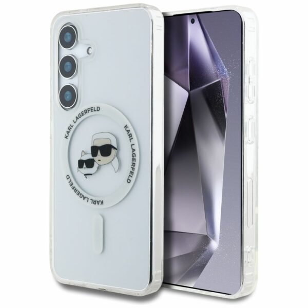 KARL LAGERFELD case for SAMSUNG S25 KLHMS25SHLSKCH (Magnetic IML Metal KC Heads) white